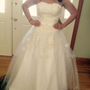 White Ballroom Wedding Gown with Floral Details